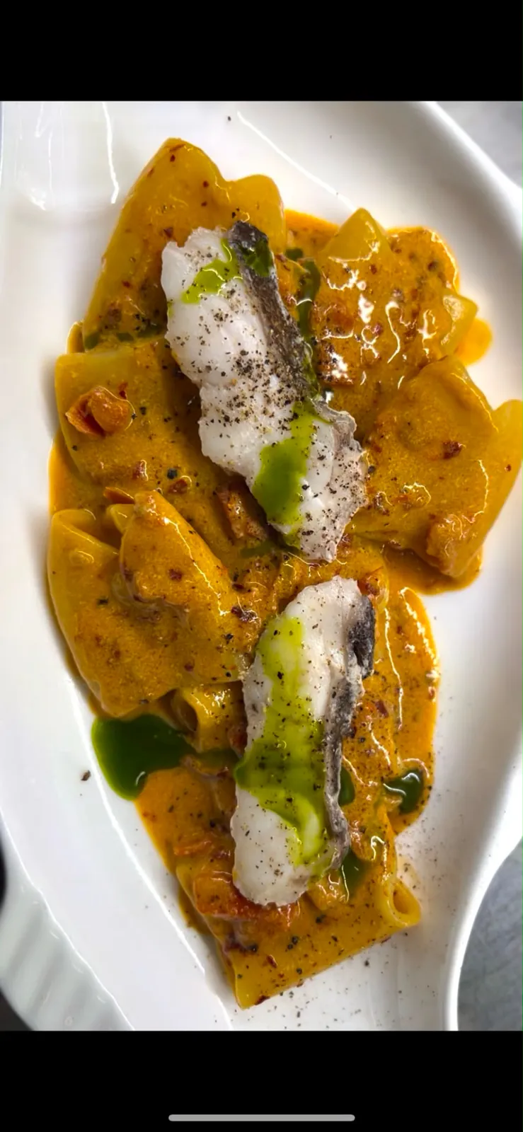 Paccheri con filetto di pesce