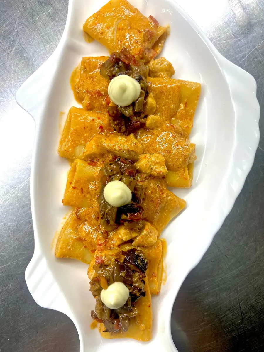 Paccheri pescespada e melanzane